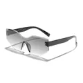 Grey gradient irregular cat-eye sunglasses with wide black temples for a retro fashion look - Cat Eye Style (ZY807) / Black Frame Dual Grey