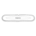 Classic silver 550mm stainless steel Cuban link chain necklace with minimalist design - 55cm / White
