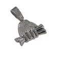 Hip Hop Rich Forever hanger hand die geld vasthoudt met strass in gunmetal zwart - Enkele Hanger (Geen Ketting) / Zilveren Hanger Zonder Ketting