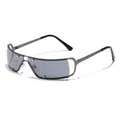 Futuristische Y2K-zonnebril met grijze glazen en een donkergrijs metalen montuur - Gunmetal Frame Grijze Lens