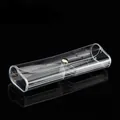 Clear transparent PVC plastic glasses case with secure silver metal button closure - Transparent PVC Button Glasses Case