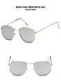 Stilvolle polygonale Metall-Sonnenbrille mit silber verspiegelten Gläsern für Unisex-Mode - Silberrahmen (tyj3548) / Silber Verspiegelt