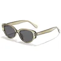Lunettes de soleil rétro pour enfants, vert olive translucide, protection UV400. - Monture Vert Gelée Verres Gris