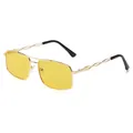 Herren-Sonnenbrille aus Goldmetall mit Doppelsteg, gelben Gläsern und gedrehtem Rahmen - Gold