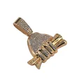 Hip hop sieraden Rich Forever iced out gouden hanger van een vuist met geldrollen - Enkele Hanger (Geen Ketting) / Gouden Hanger Zonder Ketting