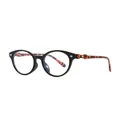 Classic retro anti-blue light round glasses with black frames and bow-knot temples - Black Frame Tortoise Legs