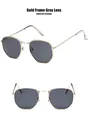 Hexagonale Metallrahmen-Sonnenbrille mit grauen Gläsern und Goldfinish. - Goldrahmen (tyj3548) / Grau