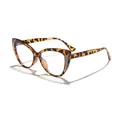 Cat eye anti-blue light glasses with leopard print frame and glitter details - Tortoise