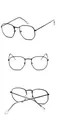 Polygone Brille mit schwarzem Metallrahmen und klaren Gläsern in der Dreifachansicht - Schwarzrahmen (tyj3548) / Klare Linse