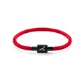 Stijlvolle rode gevlochten dierenriem armband met zwarte magnetische sluiting en logo - Kreeft / Rood