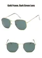 Hexagonale Sonnenbrille mit goldenem Metallrahmen und dunkelgrünen Gläsern für einen Trendlook - Goldrahmen (tyj3548) / Dunkelgrün