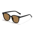 Classic black square frame sunglasses with stylish brown lenses for outdoor sun protection. - Black Frame Tea Lens