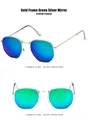 Modische achteckige Sonnenbrille mit Goldrahmen und grün verspiegelten Gläsern für Damen - Goldrahmen (tyj3548) / Grün verspiegelt