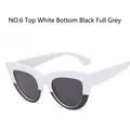 Gafas de sol retro cat-eye con montura blanca y negra y lentes grises con protección UV - Montura Blanca y Negra Lente Gris