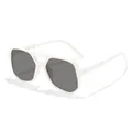 Vintage double bridge square frame children's sunglasses with white frame and dark grey lenses - White Frame Gray Lens