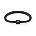 Stijlvolle zwarte gevlochten armband met magnetische sluiting en wit Ram-symbool - Steenbok / Zwart
