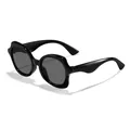 Black children's irregular sunglasses with wavy round frame for UV protection - Black Frame Grey Lens