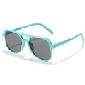 Classic children's double bridge sunglasses in light blue with protective grey lenses - Blue Frame Grey Lens