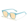 Classic square sunglasses featuring a light blue frame and yellow lenses for daily fashion - Blue Frame Orange Lens