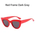 Gafas de sol retro cat-eye con montura de plástico rojo intenso y lentes gris oscuro - Montura Roja Lente Gris