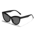 Lunettes de soleil œil-de-chat noires vintage pour femmes au design mode haut de gamme - Monture Noire Verres Gris