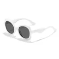 Chic white irregular scalloped frame sunglasses for kids with dark protective lenses - White Frame Gray Lens