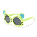 Lunettes de soleil vertes pour enfants avec un design mignon d'oreilles de tigre - Monture Verte Verres Gris
