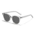 Classic square sunglasses with transparent frames and dark grey lenses for UV protection - Transparent Grey Frame Grey Lens