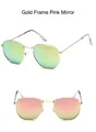 Stylische sechseckige Sonnenbrille mit Goldrahmen und rosa Quecksilber-Verlaufslinsen - Goldrahmen (tyj3548) / Rosa Verspiegelt