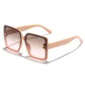 Oversized roze zonnebril met klaverdetail en bruine gradiëntglazen voor UV-bescherming - Oranje Roze Frame Thee Roze Lenzen