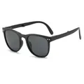 Classic black foldable sunglasses for children featuring UV400 protection and lightweight frame - Sand Black / Grey Lens