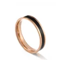 Minimalistischer Ring aus roségoldenem Titanstahl mit schwarzer Emaillierung für Damen - Größe 5 / Roségold Schwarz Emaille
