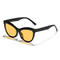 Lunettes de soleil œil de chat rétro pour femmes avec monture noire et verres orange - Monture Noire Verres Oranges