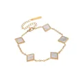 Eleganter geometrischer quadratischer Perlmutt-Anhänger-Armreif aus vergoldetem Titanstahl - Armband / 24cm / Gold