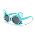 Lunettes de soleil mignonnes pour enfants en forme de tigre turquoise avec protection UV - Monture Bleue Verres Gris