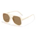 Vintage Kinder-Sonnenbrille mit Doppelsteg und quadratischem Rahmen in Cremeweiß-Braun. - Cremefarbener Rahmen mit Teegläsern