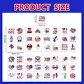 Detailed size specifications for 250th USA Independence Day temporary tattoos. - X01-08 USA Anniversary Independence Day Tattoo Set / 8*12cm