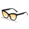Lunettes de soleil rétro style chat avec monture noire et verres dégradés jaunes - Monture Noire Verre Orange Dégradé