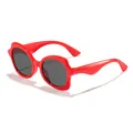 Adorable kids' red irregular flower-shaped sunglasses with protective dark lenses - Red Frame Grey Lens