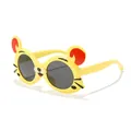Lunettes de soleil tigre pour enfants avec protection UV et monture jaune vif - Monture Jaune Verres Gris