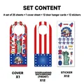 Détail du kit de 25 pièces DIY cintres de porte et autocollants fête nationale USA - Ensemble de Suspension de Porte DIY / Ensemble de 25 pièces