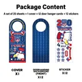 Détails du contenu de l'ensemble de cintres et d'autocollants USA 250e anniversaire - Style H-1 (Ensemble USA 250ème) / Ensemble de 25 Pièces (12 Cintres + 12 Autocollants + 1 Couverture)