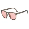 Fashionable foldable children's sunglasses with pink lenses and grey translucent frame - Light Pink Coffee