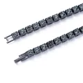 Dettaglio catena tennis da 5 mm placcata in nero canna di fucile con strass grigi - Bracciale da 8 pollici / Grigio trasparente