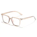 Stylish transparent champagne square frame blue light blocking glasses for women - Transparent Tea
