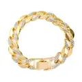 Bracciale a maglie cubane hip-hop dorato con decorazione completa di strass brillanti - Bracciale / 8 pollici (20cm) / Oro