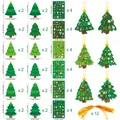 Lista detallada de componentes y medidas del kit de adornos navideños 3D para niños - Juego de Bricolaje Árbol de Navidad 3D / 24 Tarjetas + 24 Pegatinas + 12 Cintas Doradas (Juego de 12)