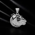 Iced out bulldog pendant necklace for men with full pavé rhinestones and hip hop style. - Pendant Only (Without Chain) / Silver