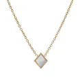 Elegante Halskette aus 18 Karat vergoldetem Titanstahl mit einem weißen Muschel-Anhänger. - Halskette / 48cm / Gold