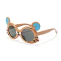 Lunettes de soleil pour enfants en forme de tigre marron avec des oreilles bleues - Monture Café Verres Gris